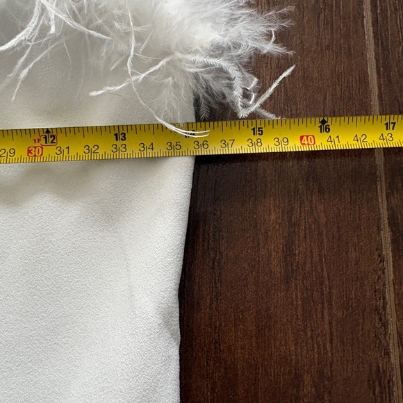 White Strapless Dress with Feather Trim Small - Picture 8 of 12